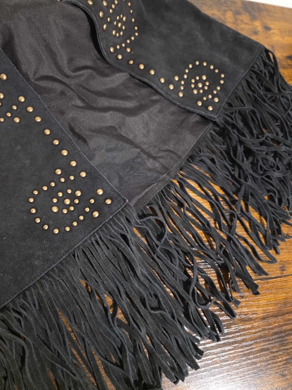 Idyllwind Black Suede Studded Vest with Bronze Rivet Accents - Picture 3 of 4